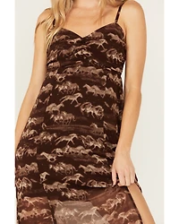 Shyanne Women's Printed Chiffon Sleeveless Slit Midi Dress
