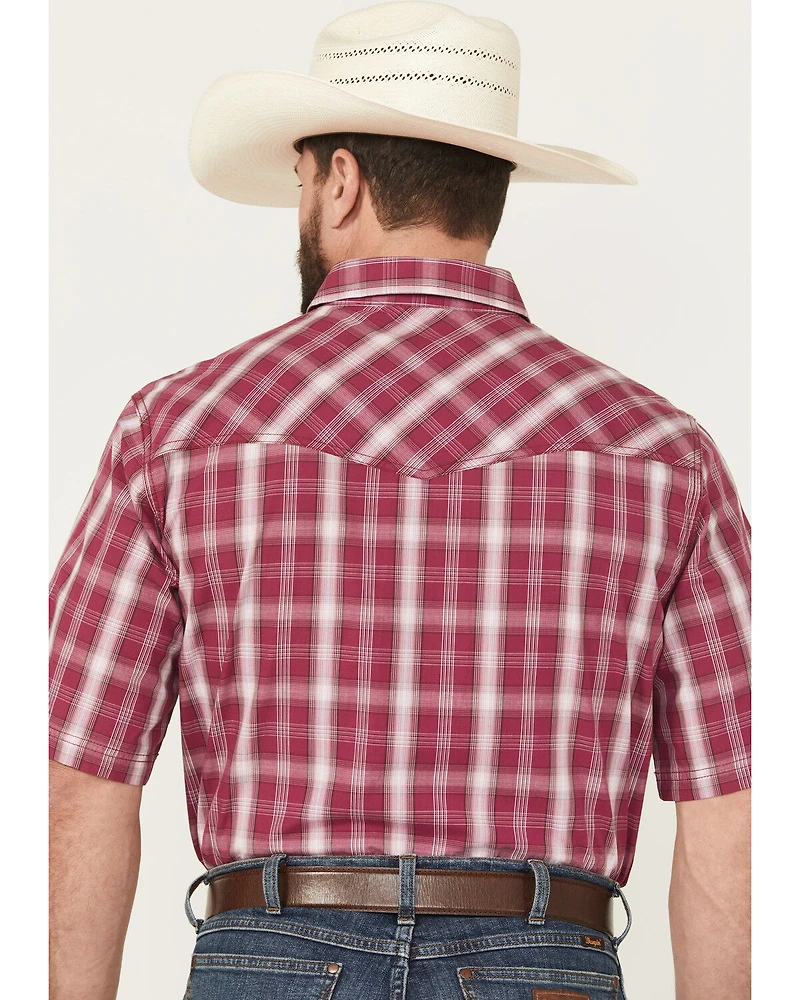Wrangler 20X Men's Plaid Print Short Sleeve Snap Stretch Western Shirt