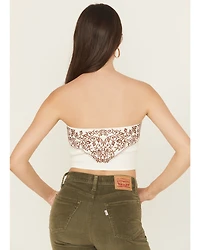 Blue B Women's Western Embroidered Strapless Cropped Shirt
