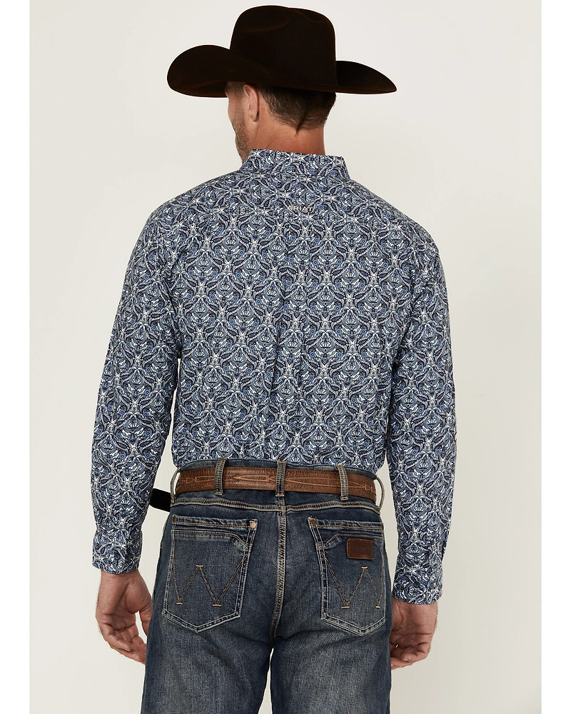Ariat Men's Team Orlando Medallion Print Logo Long Sleeve Button-Down Western Shirt