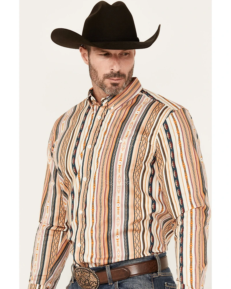 RANK 45® Men's Durango Southwestern Striped Print Long Sleeve Button-Down Stretch Western Shirt