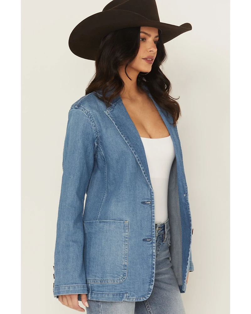 Wrangler Women's Modern Button-Down Denim Blazer