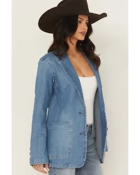 Wrangler Women's Modern Button-Down Denim Blazer