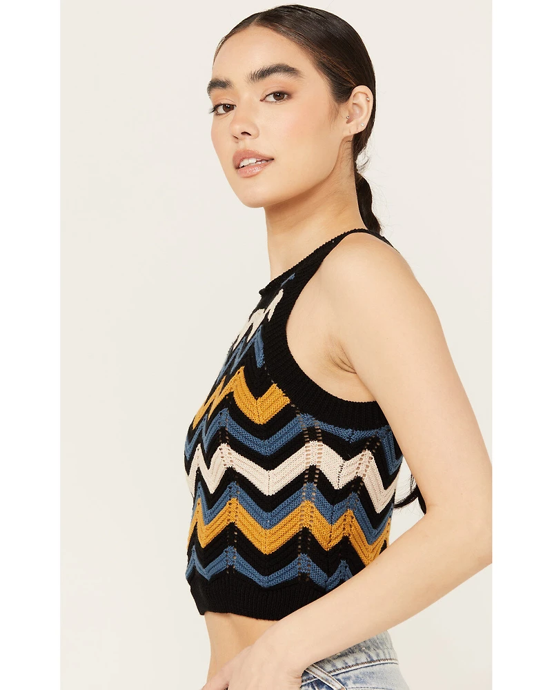 Revel Women's Zig Zag Sleeveless Sweater Tank