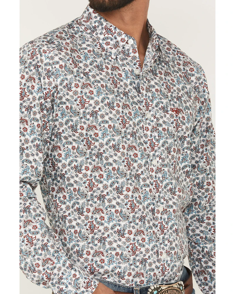 Ariat Men's Stiles Paisley Print Fitted Long Sleeve Button-Down Western Shirt