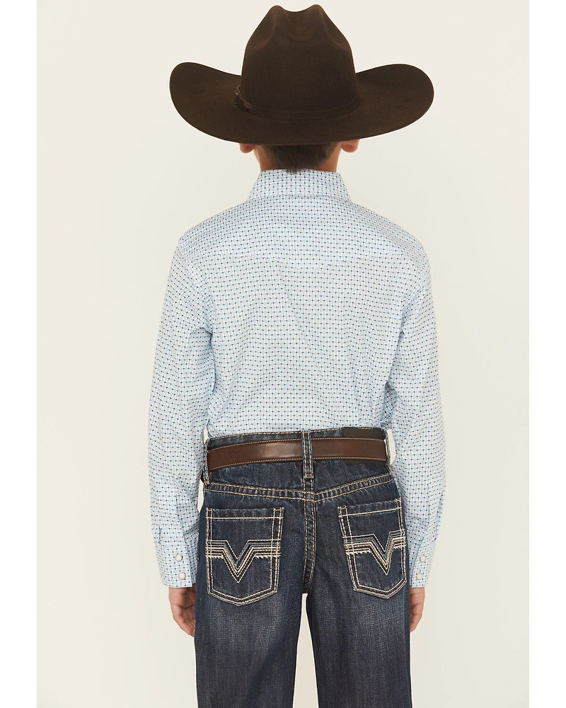 Wrangler 20X Boys' Geo Print Long Sleeve Snap Stretch Western Shirt