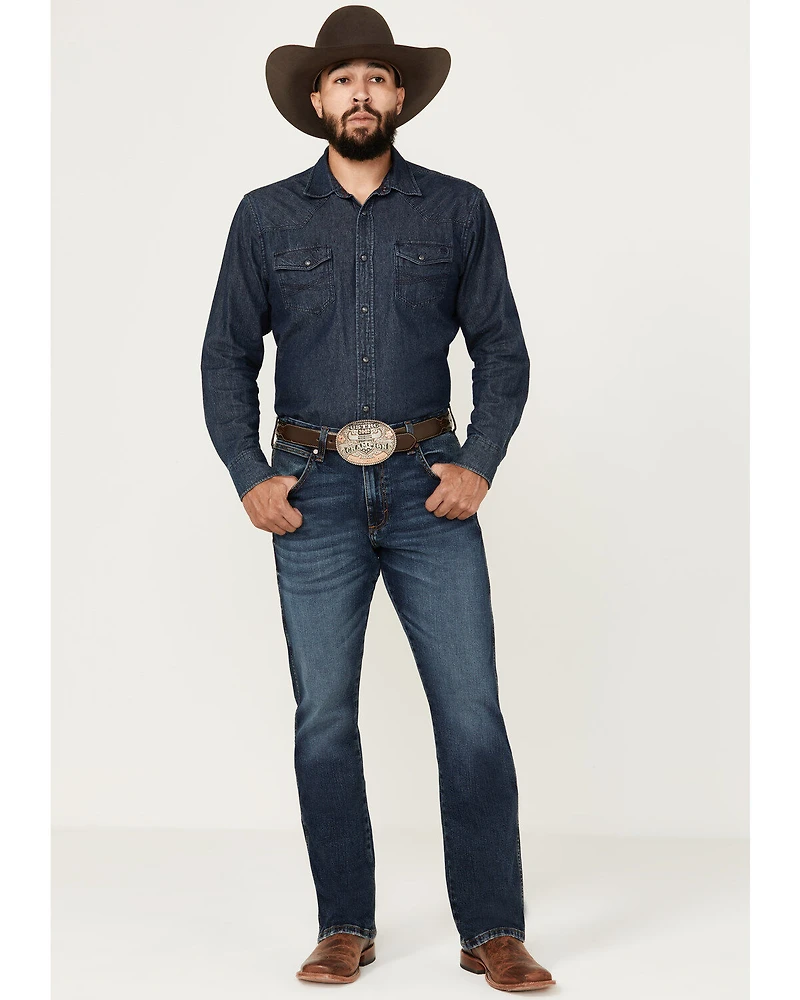 Wrangler Retro Men's Elwick Dark Wash Slim Bootcut Stretch Denim Jeans