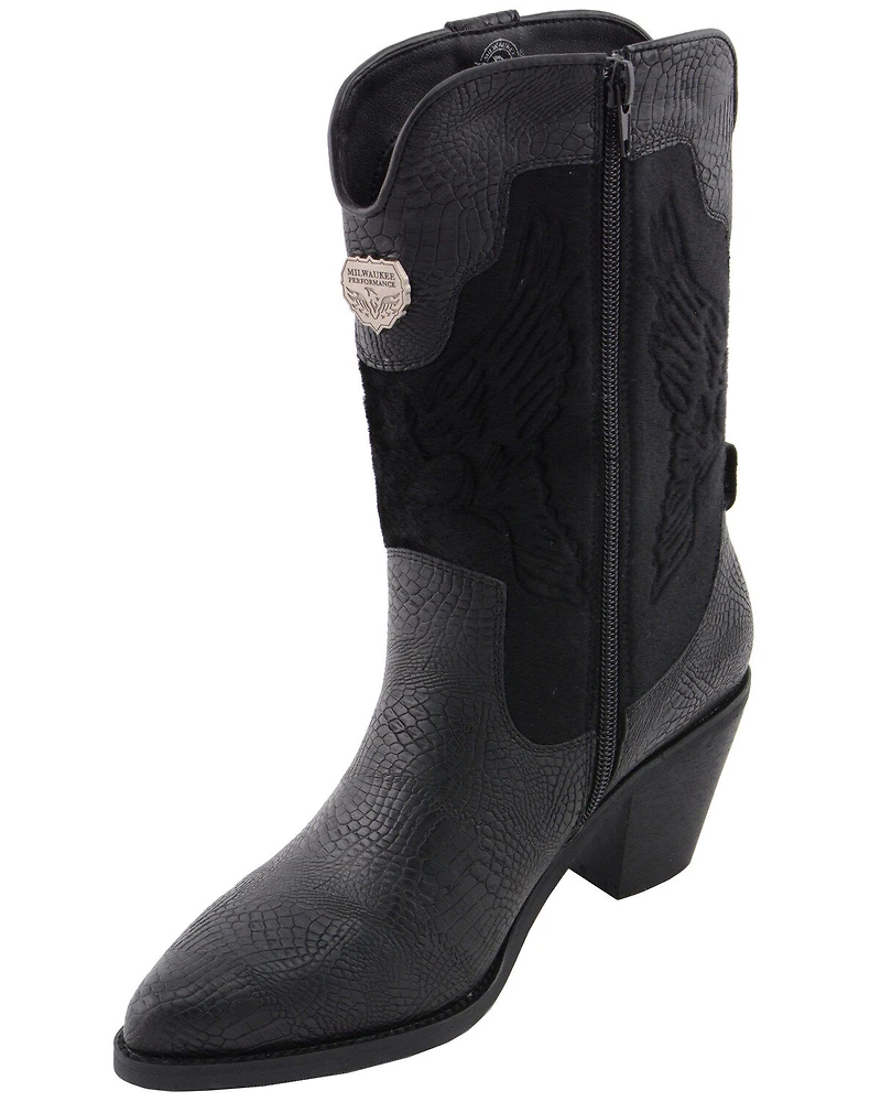 Milwaukee Leather Women's Snake Print Western Boots - Round Toe