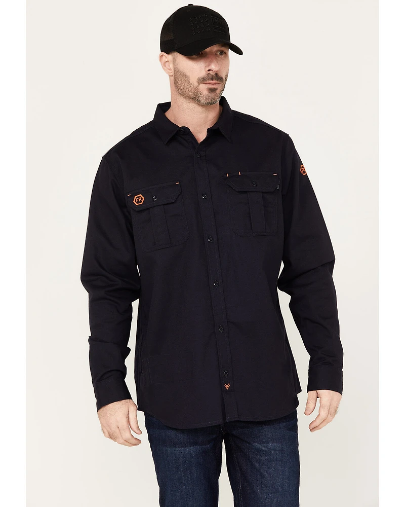 Hawx Men's FR Solid Long Sleeve Button-Down Woven Work Shirt - Big & Tall