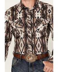 Rock & Roll Denim Men's Southwestern Print Long Sleeve Snap Stretch Western Shirt