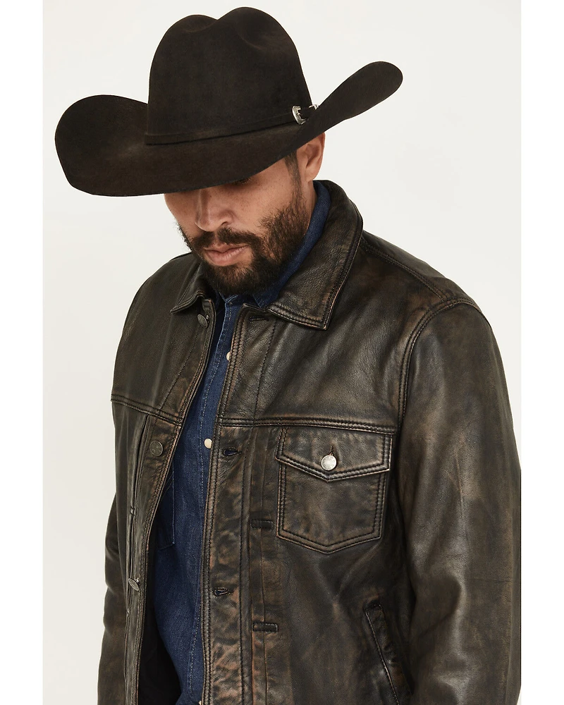 Scully Men's Distressed Leather Trucker Jacket
