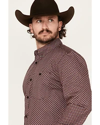 RANK 45® Men's Tinson Geo Print Long Sleeve Button-Down Stretch Western Shirt
