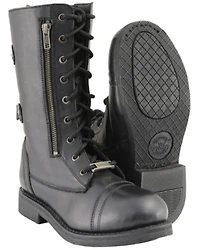 Milwaukee Leather Women's Tall Lace Front Buckles Back and Knife Storage Boots - Round Toe