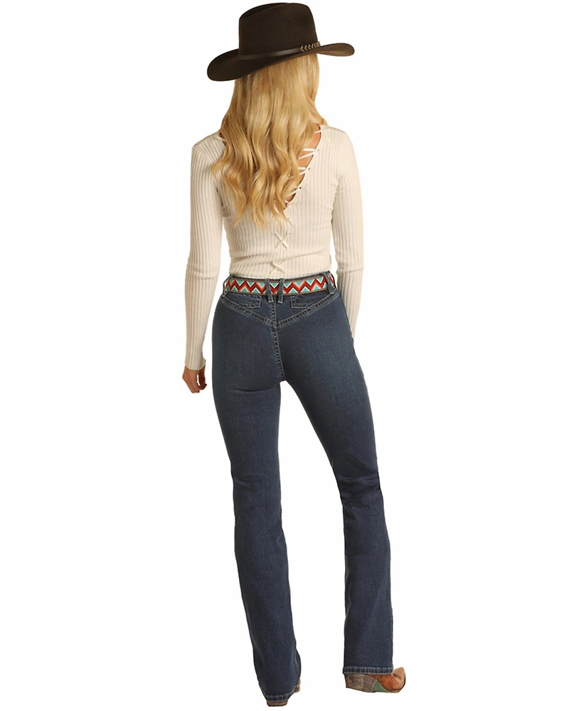 Rock & Roll Denim Women's Dark Wash High Rise Bootcut Jeans