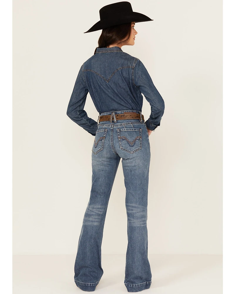 Rock & Roll Denim Women's Medium Wash High Rise Trouser Stretch Jeans