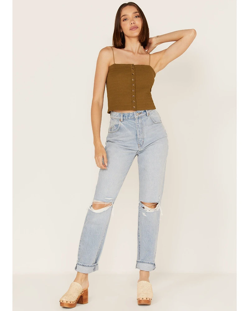 Cleo + Wolf Women's Smocked Button Front Tank