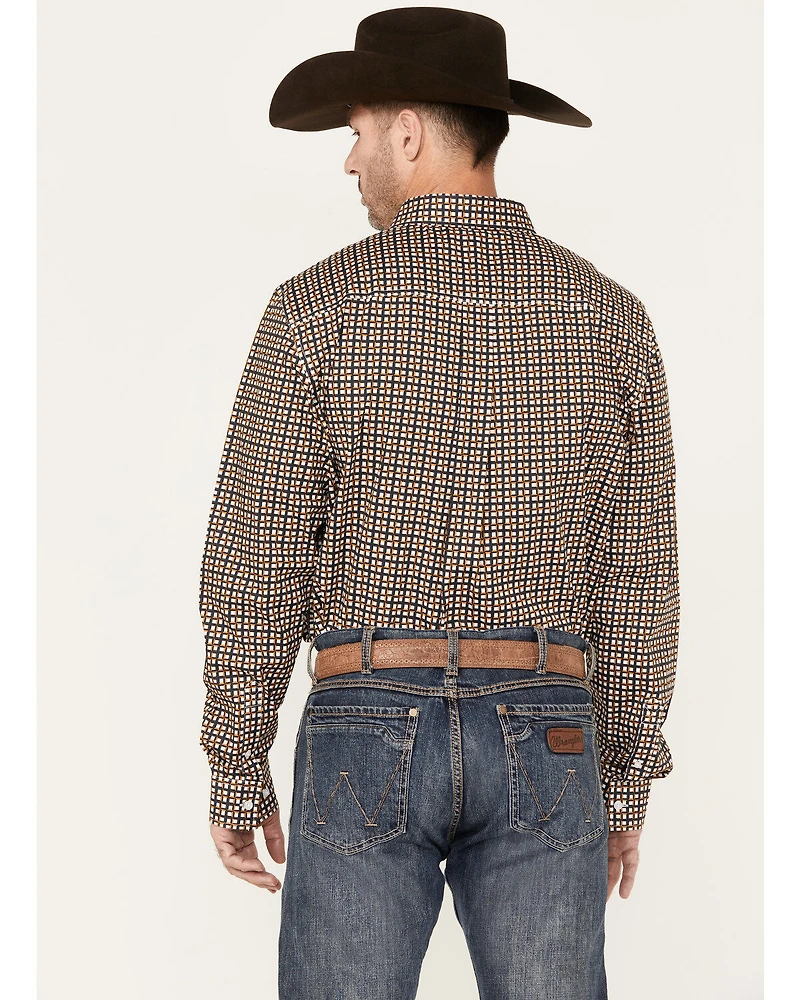 RANK 45® Men's Lightning Geo Print Long Sleeve Button-Down Stretch Western Shirt