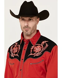 Scully Men's Floral Embroidered Long Sleeve Snap Western Shirt