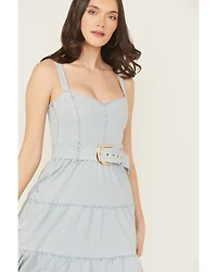 Show Me Your Mumu Women's Light Wash Lainey Sleeveless Denim Midi Dress