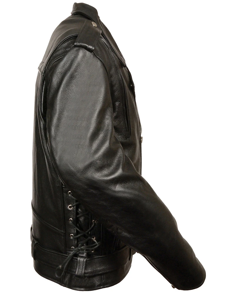 Milwaukee Leather Men's 4X Black Vented Side Lace Leather Motorcycle Jacket