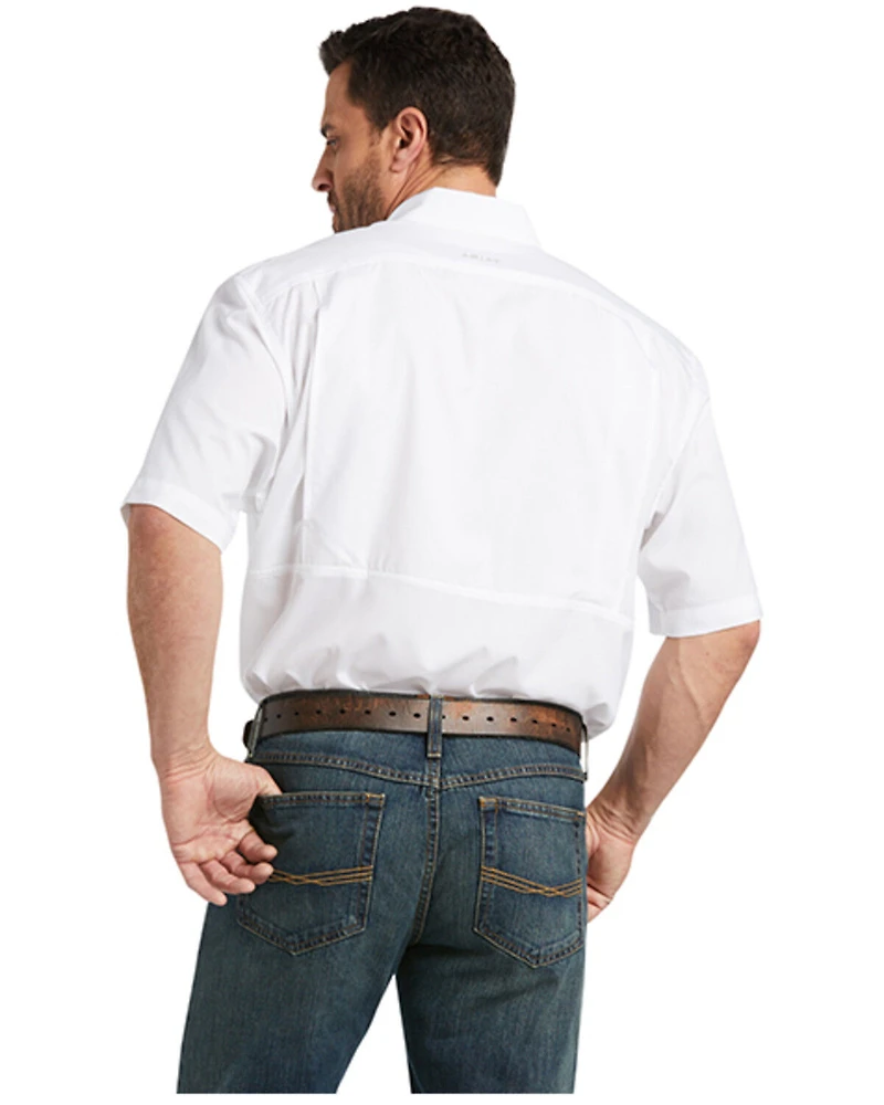 Ariat Men's Solid White Tek Short Sleeve Button-Down Western Shirt - Tall