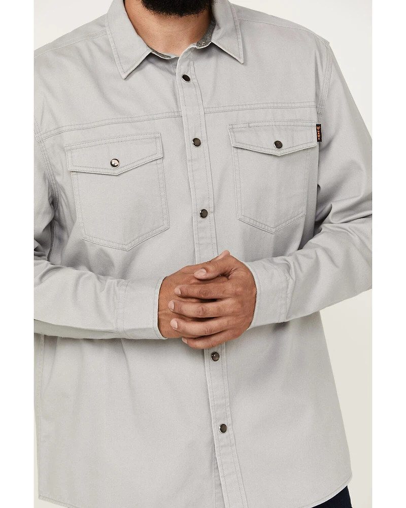 Hawx Men's All Out Woven Solid Long Sleeve Snap Work Shirt - Big