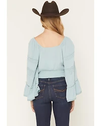 Shyanne Women's Pearl Embroidered Long Bell Sleeve Shirt