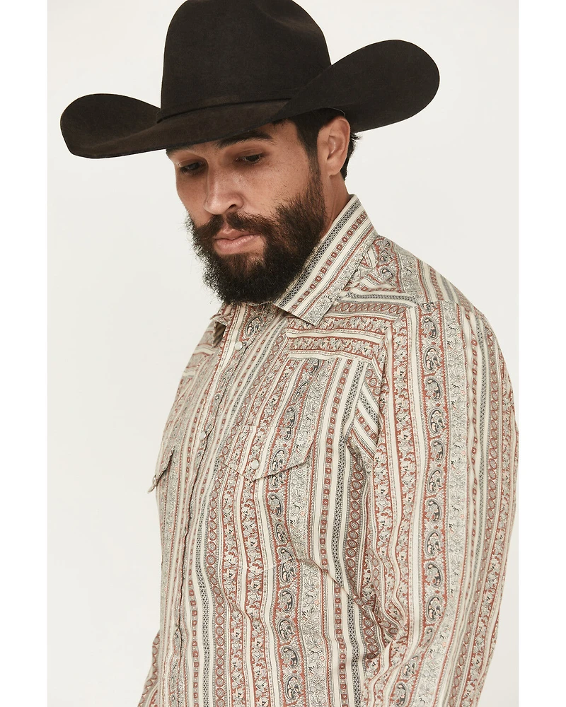 Roper Men's Wallpaper Floral Print Long Sleeve Snap Stretch Western Shirt