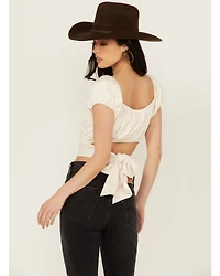 Beyond The Radar Women's Print Balloon Sleeve Blouse