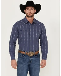 Wrangler Retro Men's Premium Linear Print Long Sleeve Snap Western Shirt
