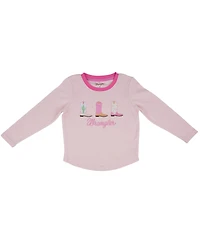Wrangler Toddler Girls' Sparkle Cowgirl Boot Embroidered Long Sleeve Tee
