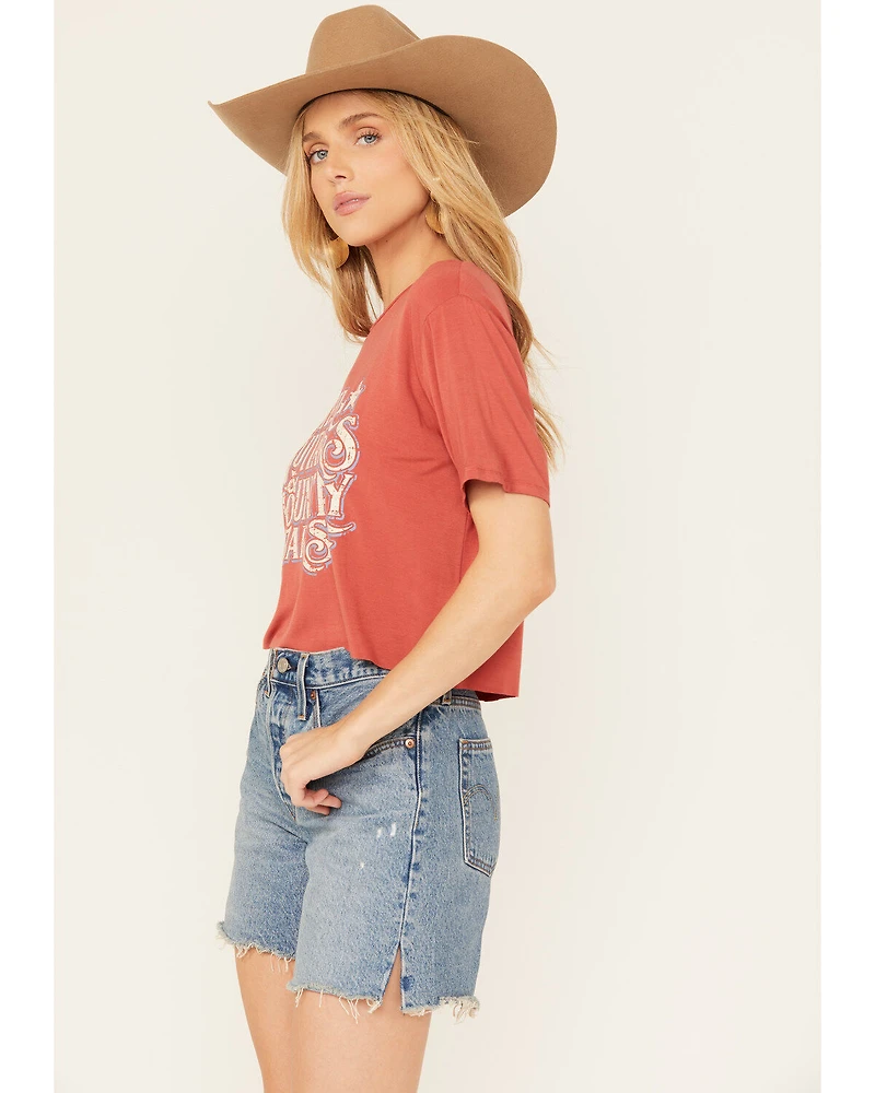 Rock & Roll Denim Women's Steel Guitars Country Bars Short Sleeve Cropped Graphic Tee