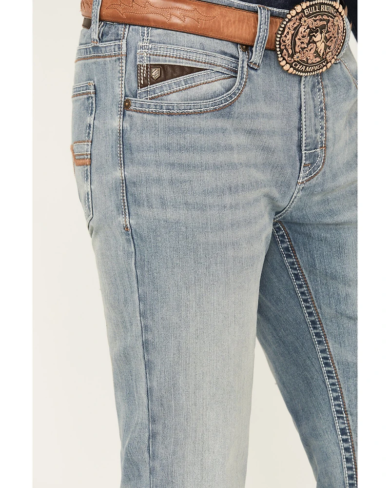 RANK 45® Men's Scoreline Wash Trigger Slim Bootcut 4-Way Performance Stretch Denim Jeans