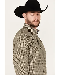 George Strait by Wrangler Men's Checkered Print Long Sleeve Button-Down Western Shirt