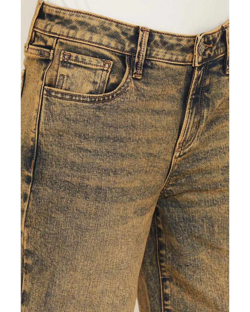 Miss Me Women's Vintage Mid Rise Baggy 32" Wide Leg Stretch Denim Jeans