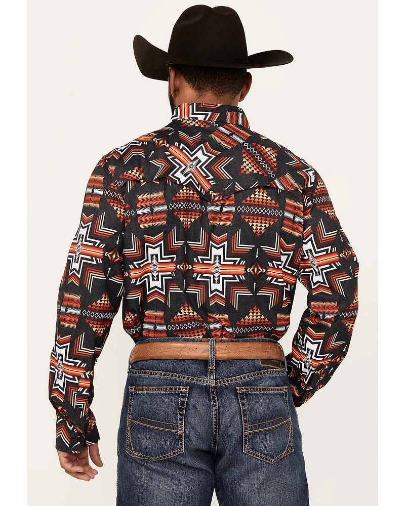 Rock & Roll Denim Men's Tek Southwestern Print Short Sleeve Snap Western Shirt