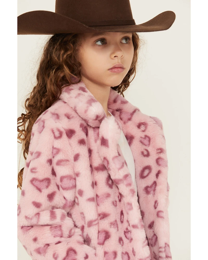 Urban Republic Little Girls' Jaguar Print Faux Fur Jacket