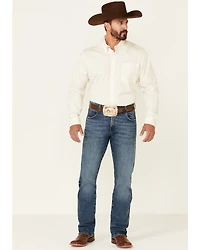 Cinch Men's Modern Fit Solid Cream Long Sleeve Button Down Western Shirt