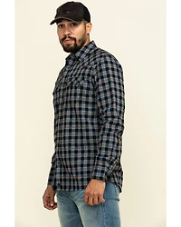 Moonshine Spirit Men's Train Track Check Plaid Print Long Sleeve Western Shirt