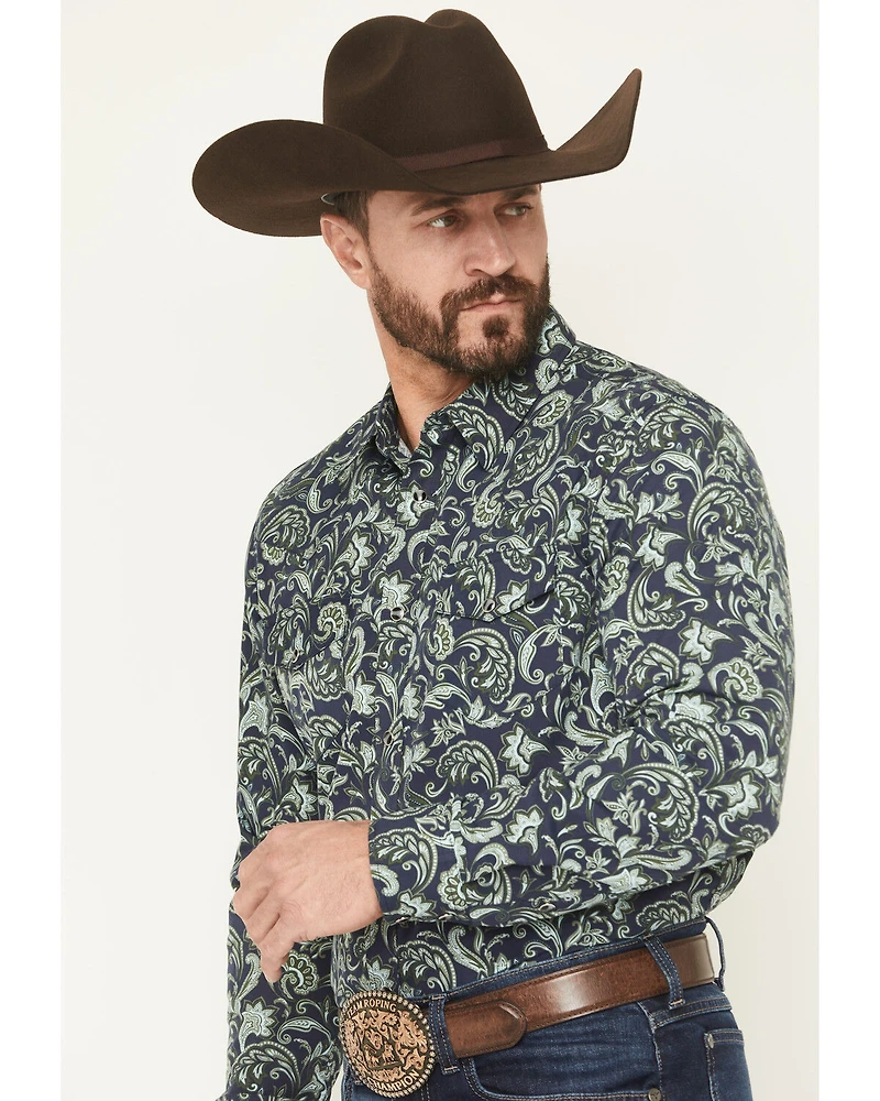 Gibson Trading Co Men's Hubert Floral Print Long Sleeve Snap Stretch Western Shirt