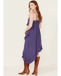 Angie Women's Solid Ruffle Hem Sleeveless Mini Dress