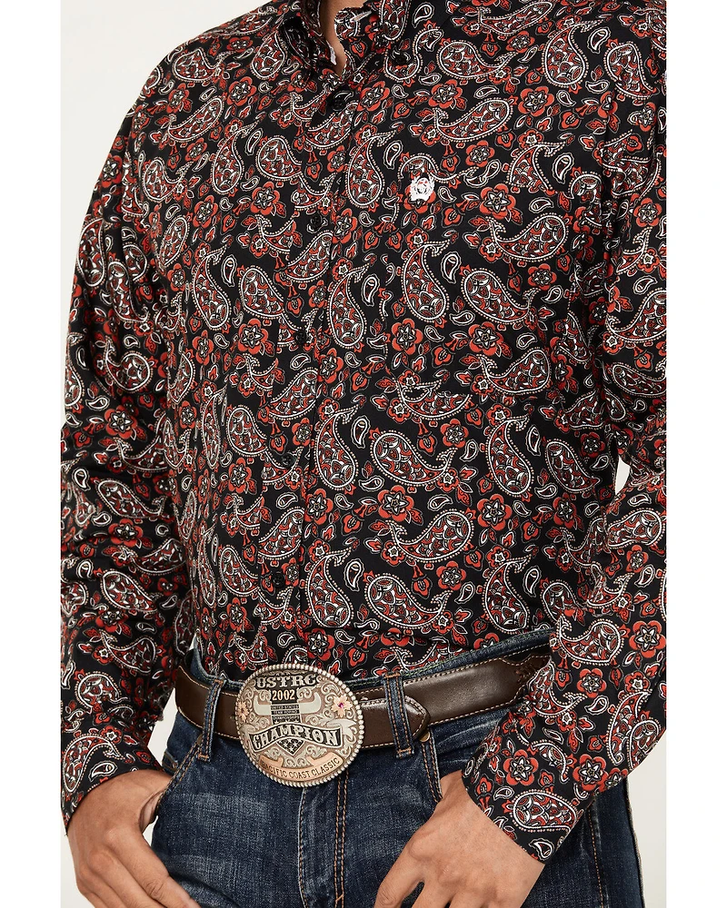 Cinch Men's Paisley Print Long Sleeve Button-Down Western Shirt