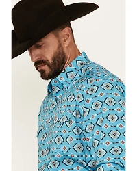 Rodeo Clothing Men's Boot Barn Exclusive Southwestern Print Long Sleeve Snap Western Shirt