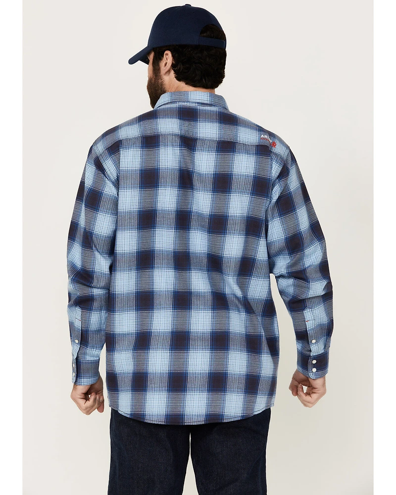Ariat Men's FR Bighorn Plaid Print Long Sleeve Snap Work Shirt