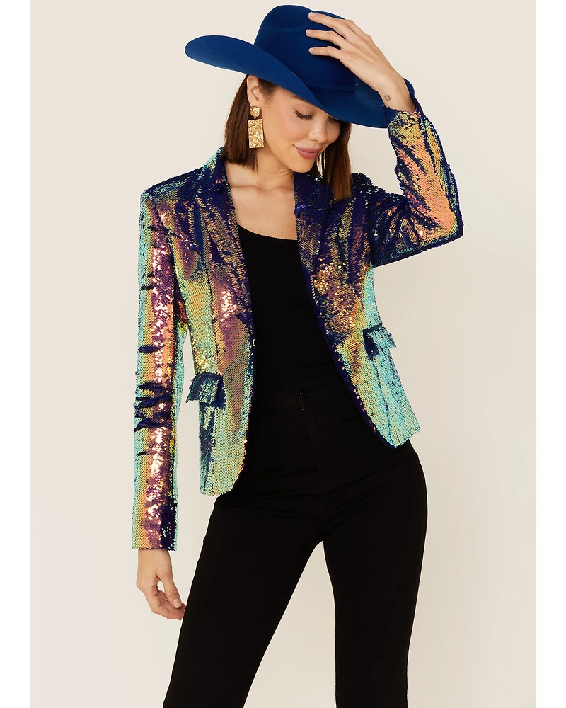 Any Old Iron Women's Oil Slick Sequin Blazer