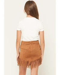 Fornia Girls' Faux Suede Fringe Skirt