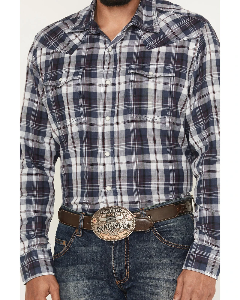 Wrangler Retro Men's Plaid Print Long Sleeve Snap Western Shirt