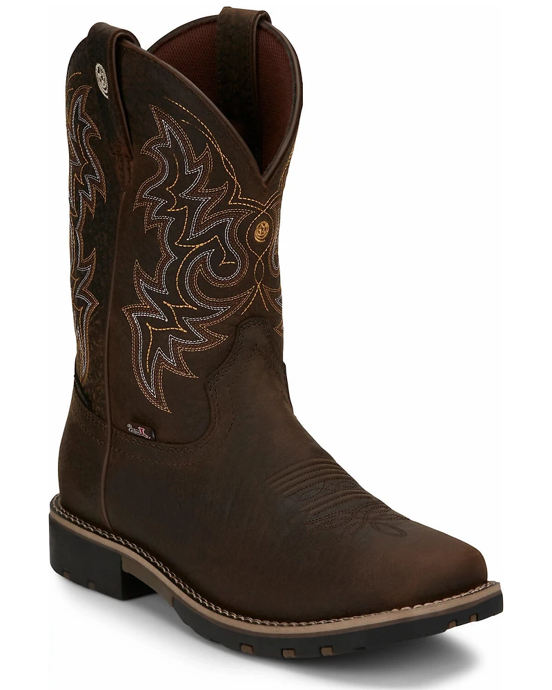 Justin Men's Fireman Brown Western Boots - Square Toe