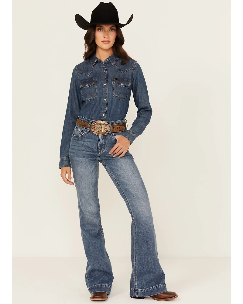 Rock & Roll Denim Women's Medium Wash High Rise Trouser Stretch Jeans