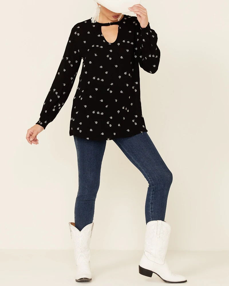 Shyanne Women's Floral Print Long Sleeve Peasant Tunic